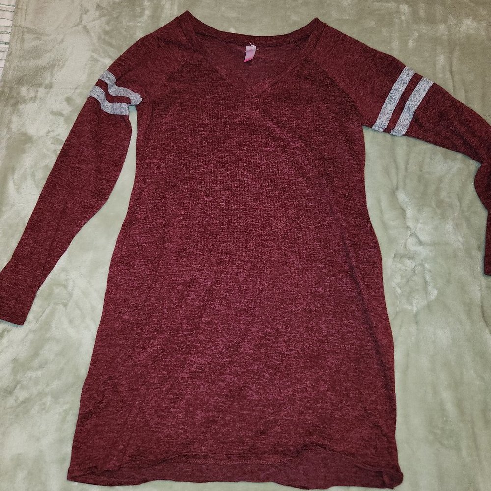 Burgundy Long Sleeve Knit Tunic